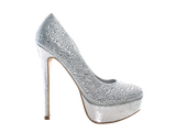 Damen High Heel Plateau Pumps Abendschuhe Stilettos Silver # 6423