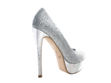 Damen High Heel Plateau Pumps Abendschuhe Stilettos Silver # 6423