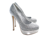 Damen High Heel Plateau Pumps Abendschuhe Stilettos Silver # 6423