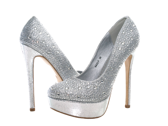 Women's High Heel Platform Pumps Evening Shoes Stilettos Silver # 6423