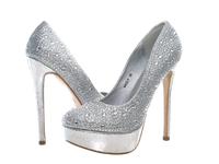 Damen High Heel Plateau Pumps Abendschuhe Stilettos Silver # 6423