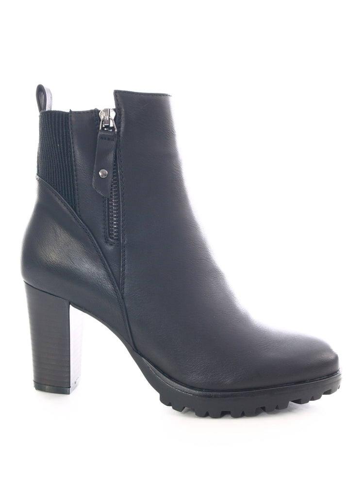 Damen Ankle Boots Stiefelette warm gefüttert Black # 482
