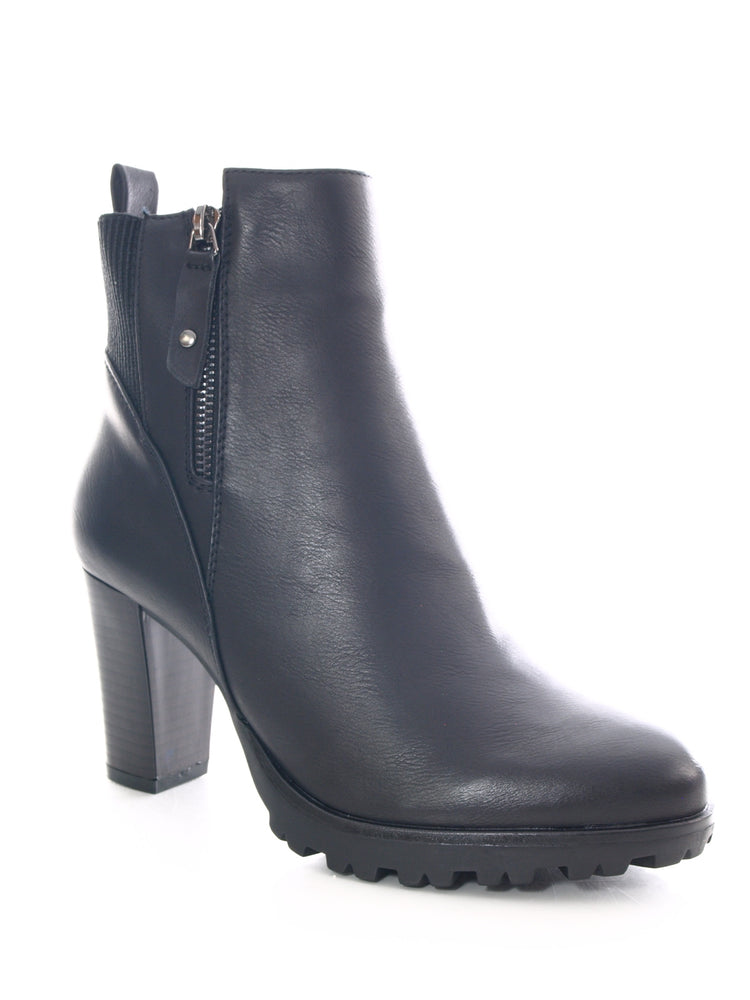 Damen Ankle Boots Stiefelette warm gefüttert Black # 482