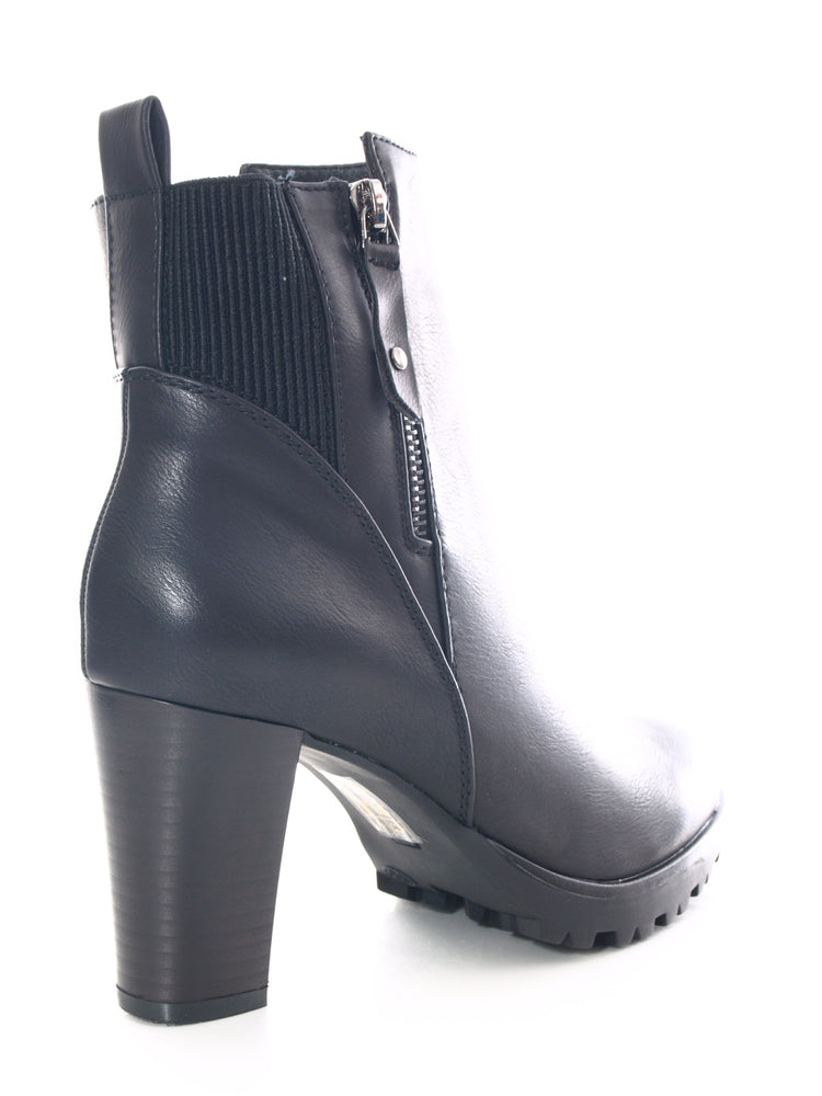 Damen Ankle Boots Stiefelette warm gefüttert Black # 482