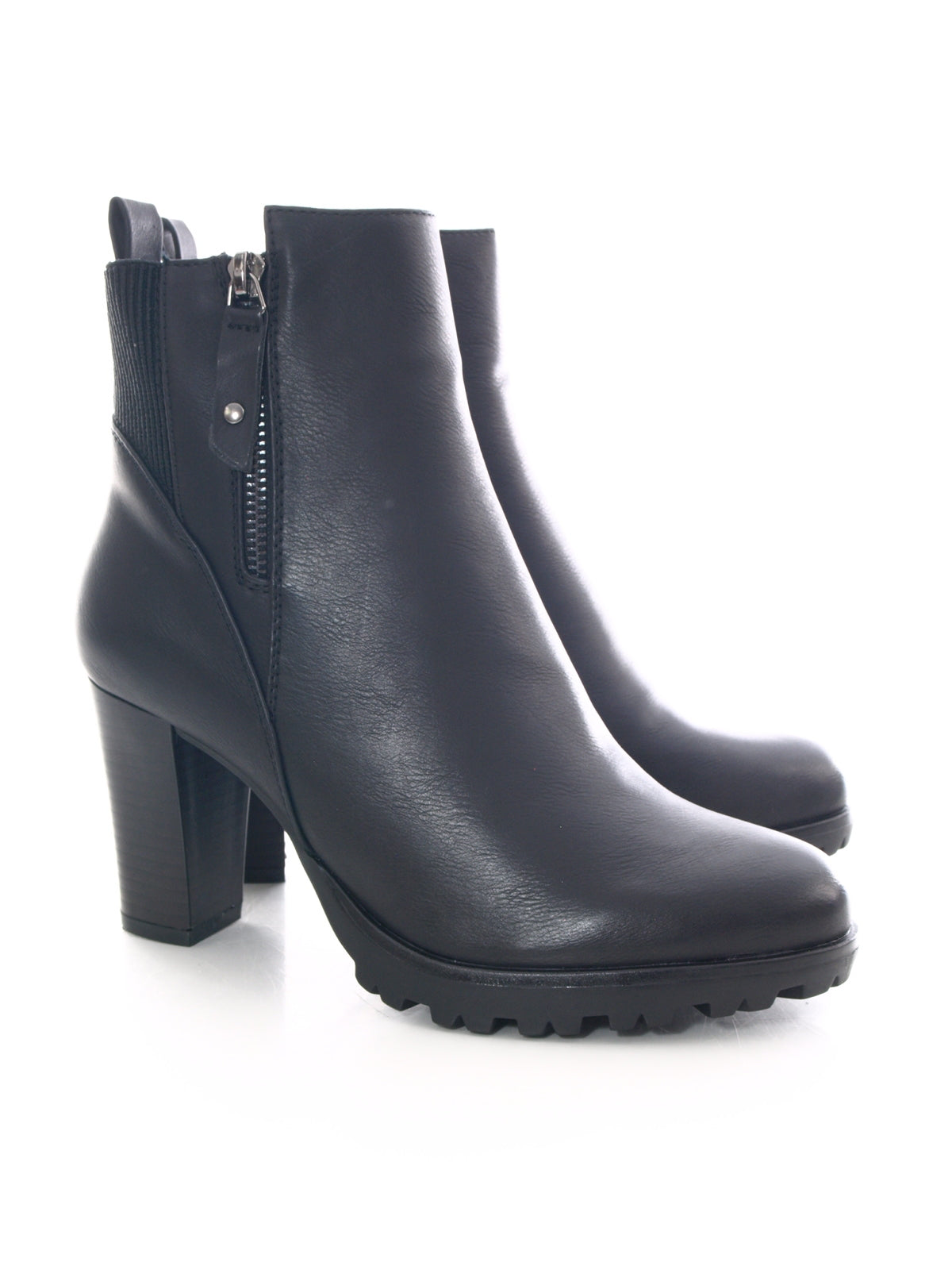 Damen Ankle Boots Stiefelette warm gefüttert Black # 482