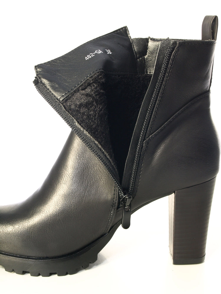 Damen Ankle Boots Stiefelette warm gefüttert Black # 482