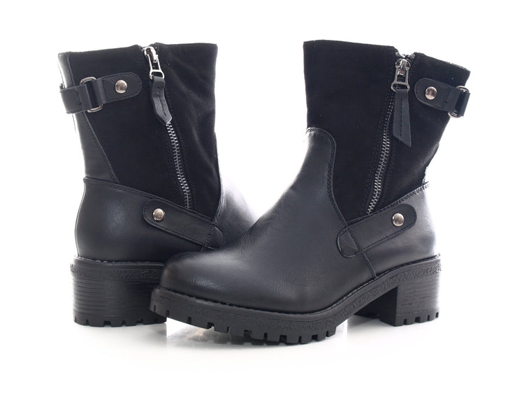 Bottines pour femme, chaussures d'extérieur, bottes d'hiver, doublure chaude, noir # 471