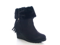 Damen Keilabsatz Stiefelette Boots Black # 211