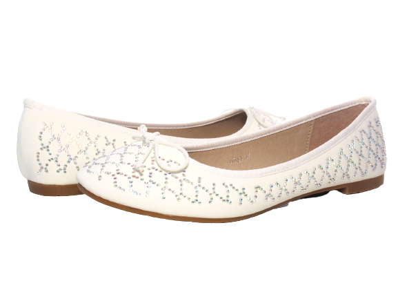 Ballerines mocassins à enfiler pour femme, chaussures basses, style décontracté, blanc # 53