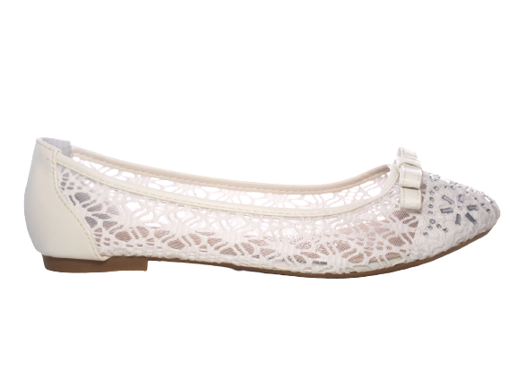 Ballerines à enfiler pour femmes, chaussures de mariée, mocassins de mariage, chaussures plates à enfiler, décontractées, blanc # 8382-22