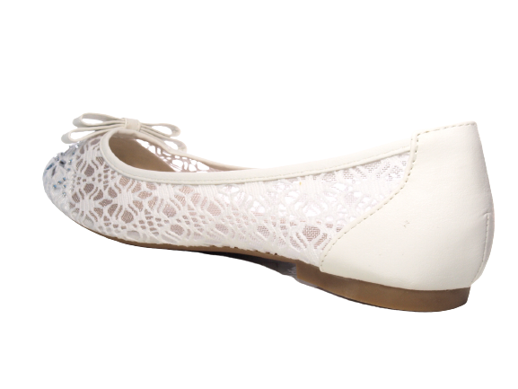 Ballerines à enfiler pour femmes, chaussures de mariée, mocassins de mariage, chaussures plates à enfiler, décontractées, blanc # 8382-22
