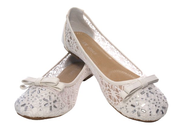Ballerines à enfiler pour femmes, chaussures de mariée, mocassins de mariage, chaussures plates à enfiler, décontractées, blanc # 8382-22
