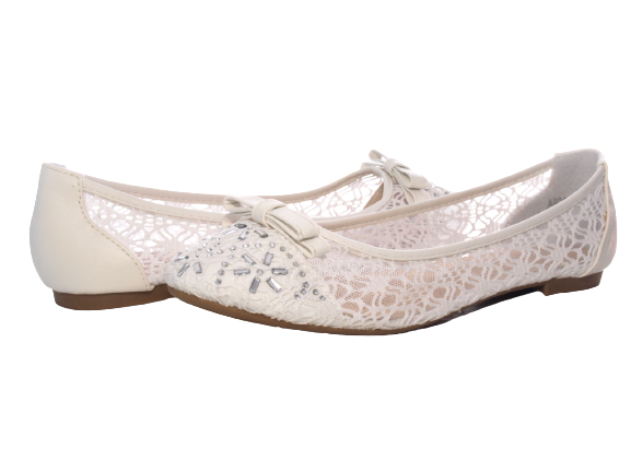 Ballerines à enfiler pour femmes, chaussures de mariée, mocassins de mariage, chaussures plates à enfiler, décontractées, blanc # 8382-22