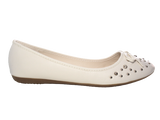 Damen Slipper Halbschuhe Ballerina Loafer Mokassins Slip On Flats Freizeit White # 9954