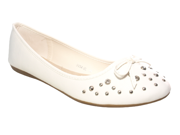 Mocassins ballerines chaussures basses pour femme, chaussures à enfiler, plates, décontractées, blanc # 9954