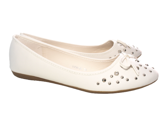 Mocassins ballerines chaussures basses pour femme, chaussures à enfiler, plates, décontractées, blanc # 9954
