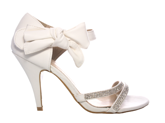 Escarpins femme à talons hauts pour mariage, soirée, strass, chaussures à brides blanc # 8382-32