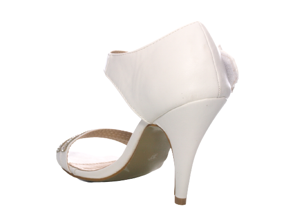 Escarpins femme à talons hauts pour mariage, soirée, strass, chaussures à brides blanc # 8382-32