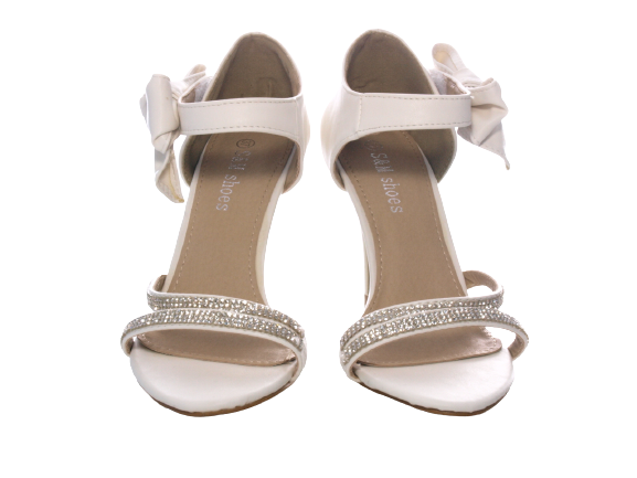 Escarpins femme à talons hauts pour mariage, soirée, strass, chaussures à brides blanc # 8382-32