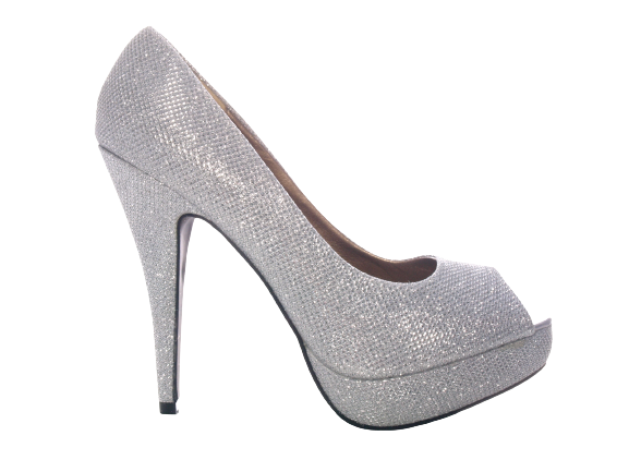 Damen High Heel Peep Toe Pumps Abendschuhe Silver # 6771