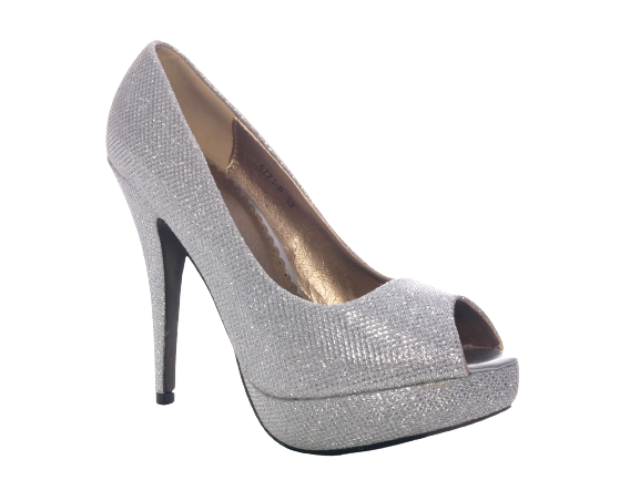 Damen High Heel Peep Toe Pumps Abendschuhe Silver # 6771