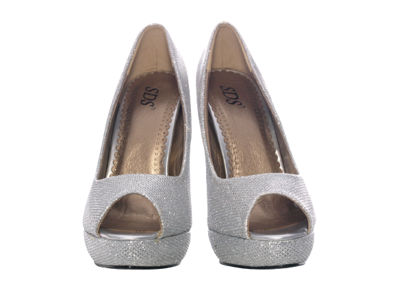 Damen High Heel Peep Toe Pumps Abendschuhe Silver # 6771