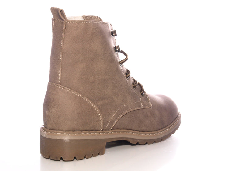 Women's ankle boots lace-up boots outdoor winter boots warm lined khaki # 607