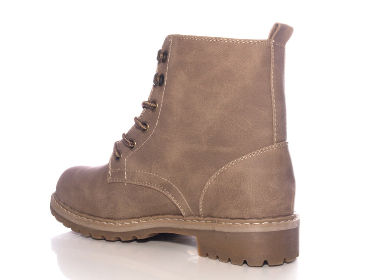 Women's ankle boots lace-up boots outdoor winter boots warm lined khaki # 607
