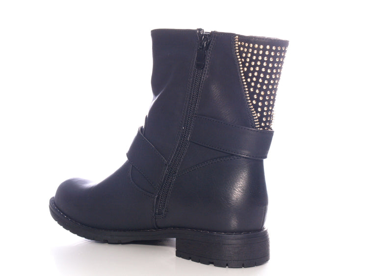 Bottines femme boots biker bottes d'extérieur bottes d'hiver doublées chaud noir # 634