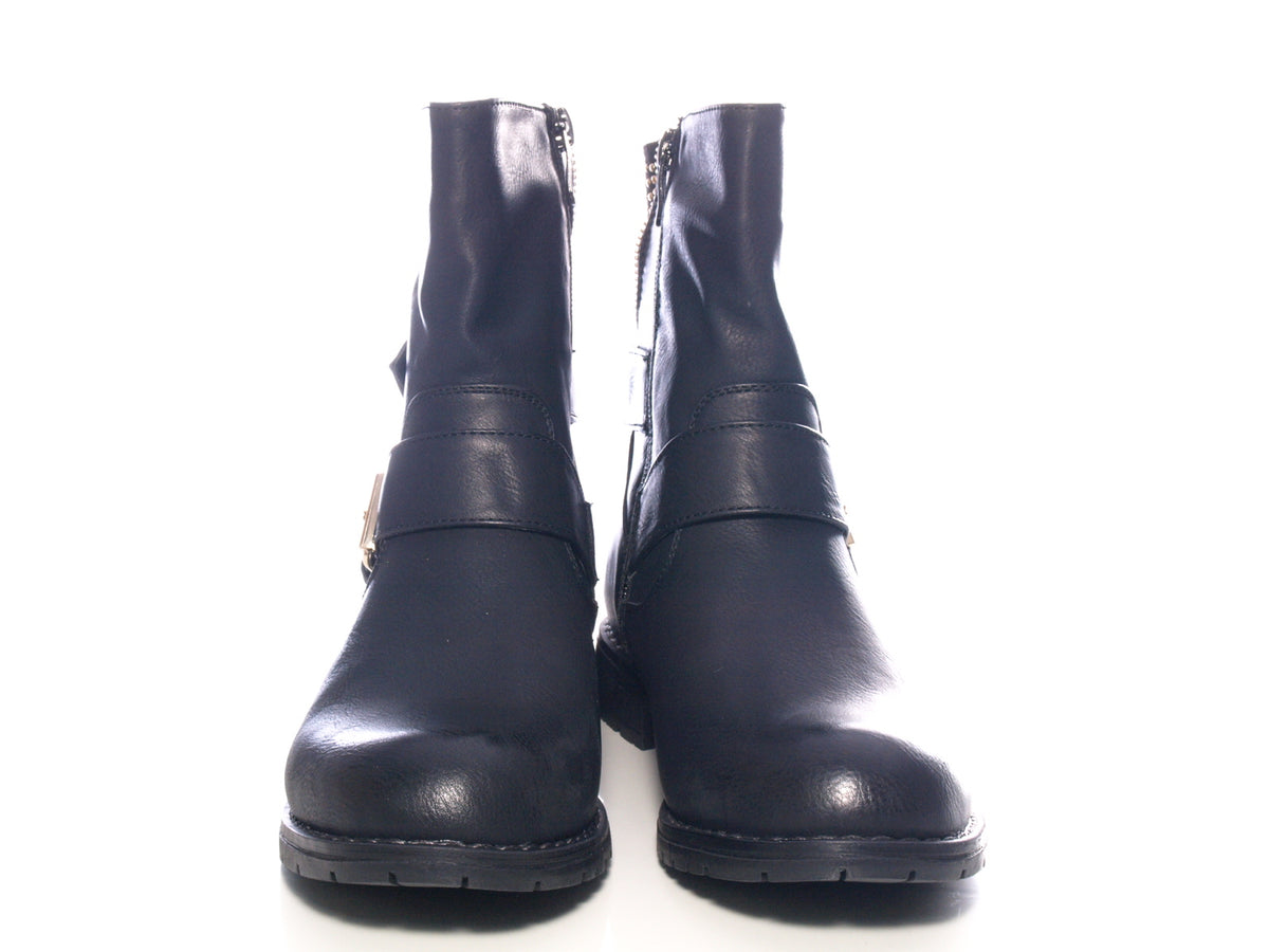 Bottines femme boots biker bottes d'extérieur bottes d'hiver doublées chaud noir # 634