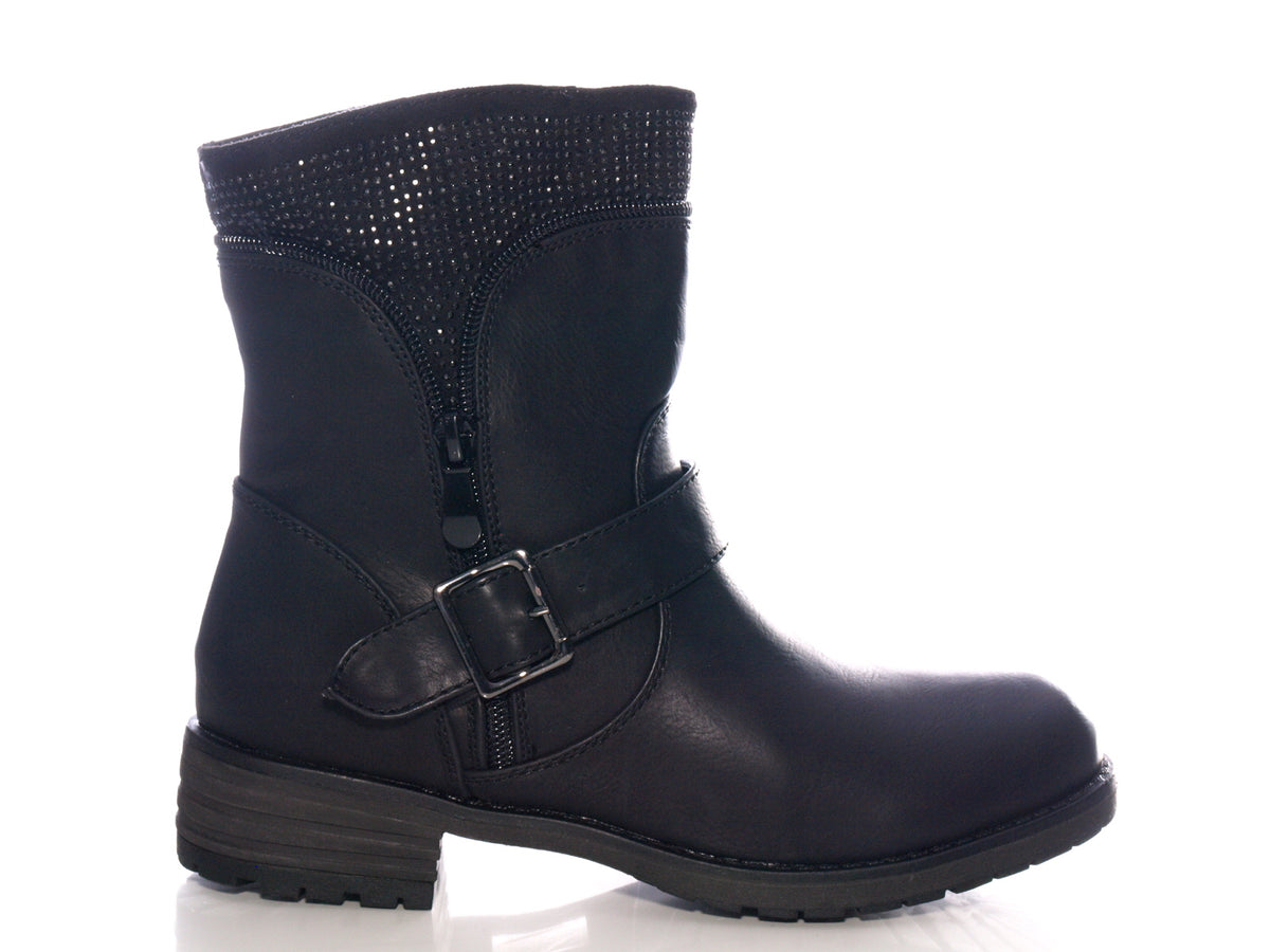 Women's slip-on ankle boots outdoor winter boots warm lined black # 387