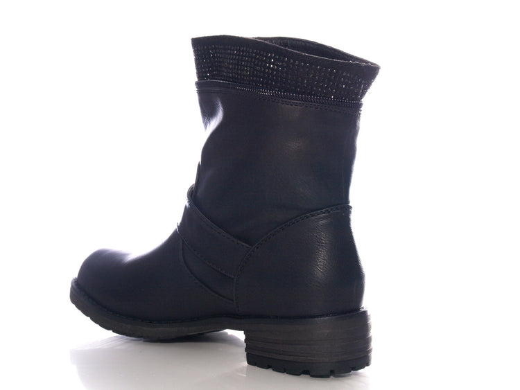 Women's slip-on ankle boots outdoor winter boots warm lined black # 387