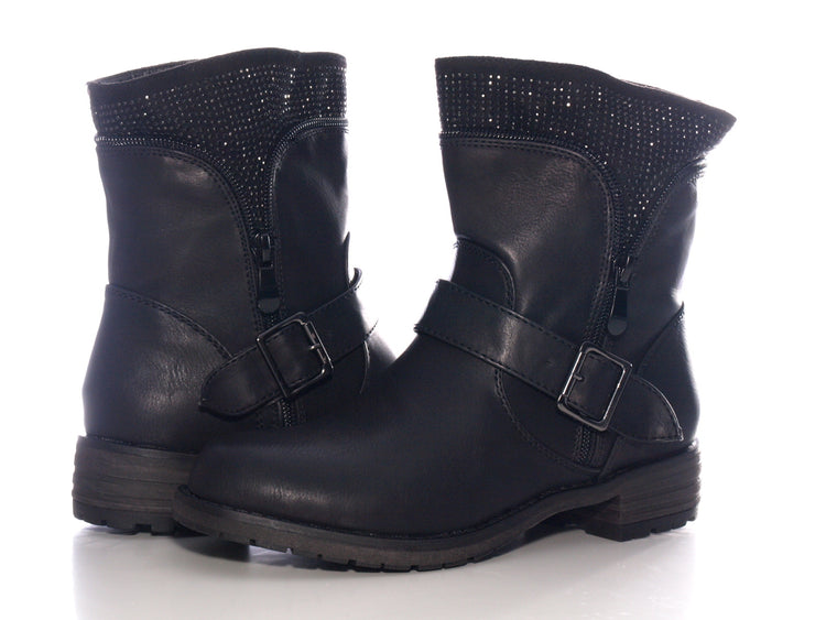 Women's slip-on ankle boots outdoor winter boots warm lined black # 387