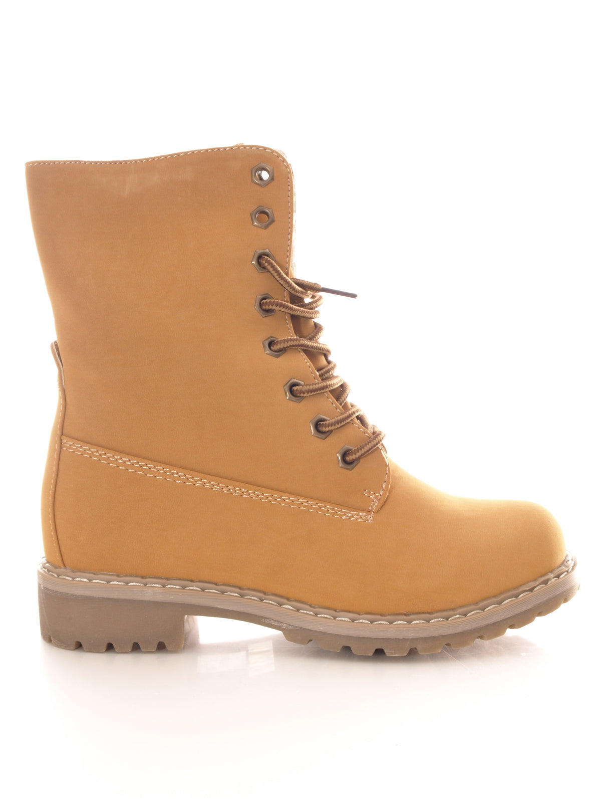 Bottines à lacets pour femmes, bottes d'extérieur, bottes d'hiver chaudes et doublées, camel # 618