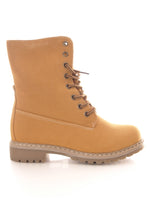 Damen Stiefel Schnürr Boots Outdoor Winterboots warm gefüttert Camel # 618