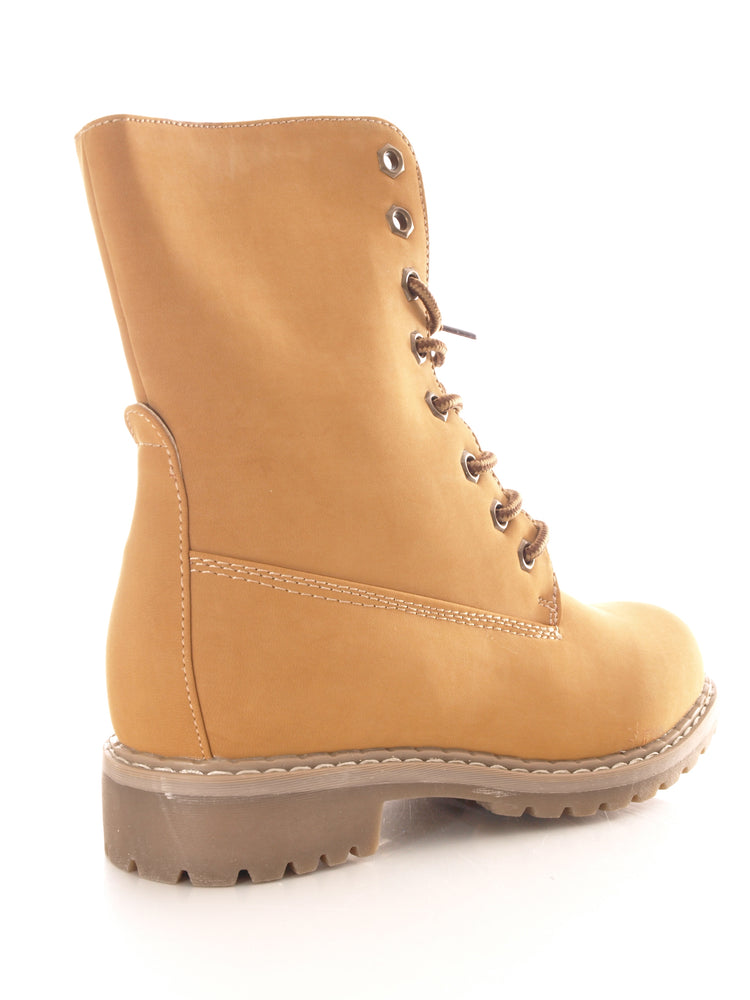 Bottines à lacets pour femmes, bottes d'extérieur, bottes d'hiver chaudes et doublées, camel # 618