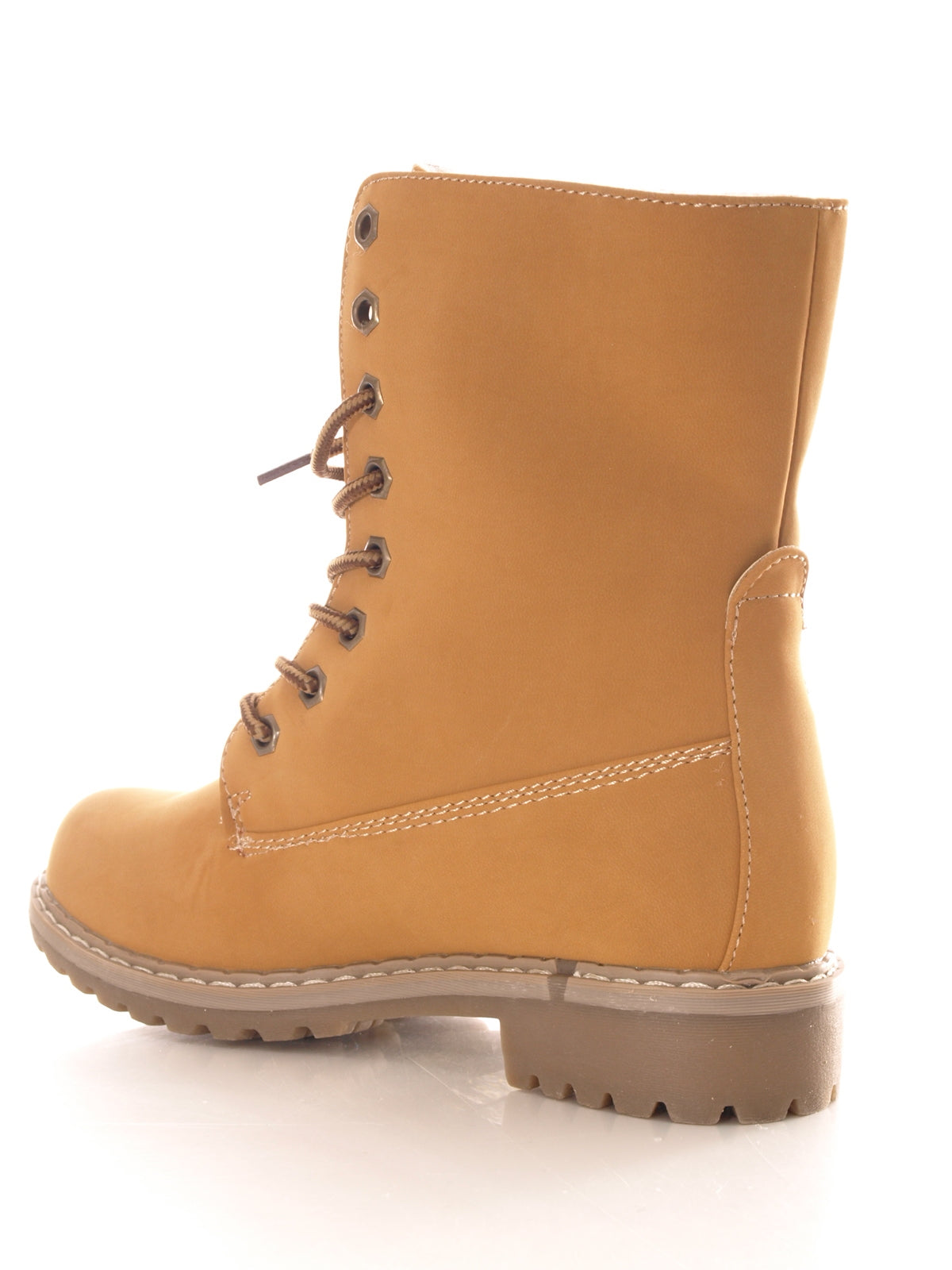 Bottines à lacets pour femmes, bottes d'extérieur, bottes d'hiver chaudes et doublées, camel # 618