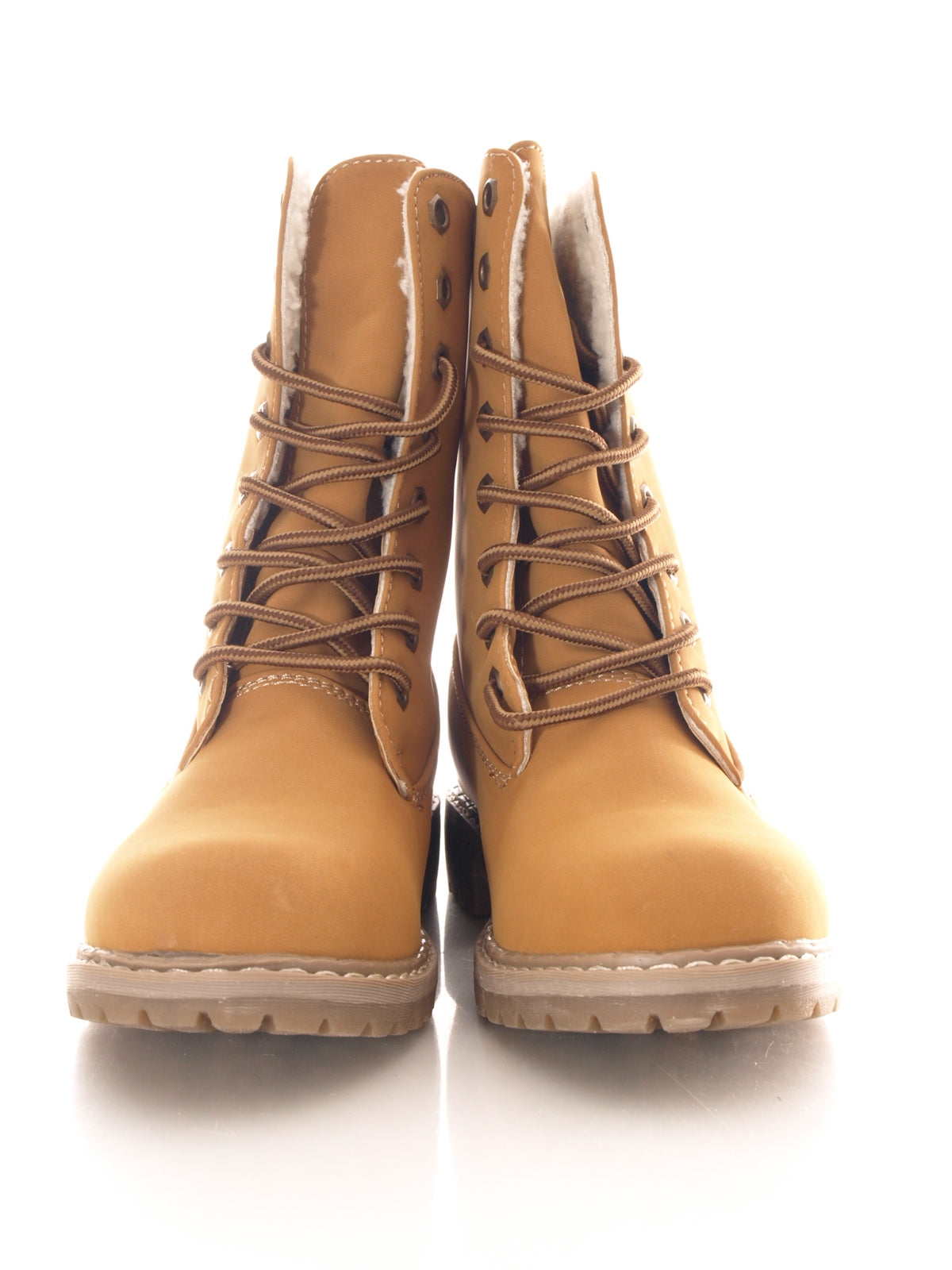 Bottines à lacets pour femmes, bottes d'extérieur, bottes d'hiver chaudes et doublées, camel # 618