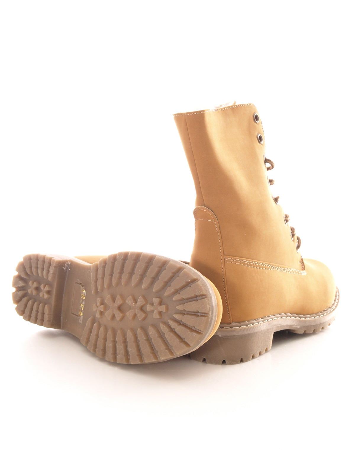 Bottines à lacets pour femmes, bottes d'extérieur, bottes d'hiver chaudes et doublées, camel # 618