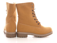 Damen Stiefel Schnürr Boots Outdoor Winterboots warm gefüttert Camel # 618