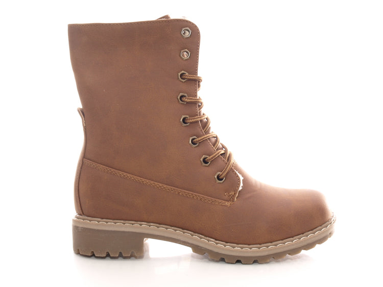 Bottines à lacets pour femmes, bottines d'extérieur, bottes d'hiver, doublure chaude, marron # 618