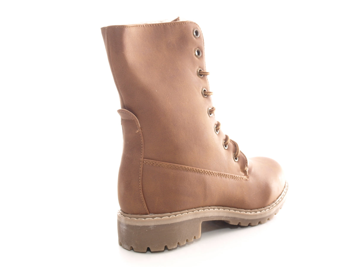Bottines à lacets pour femmes, bottines d'extérieur, bottes d'hiver, doublure chaude, marron # 618
