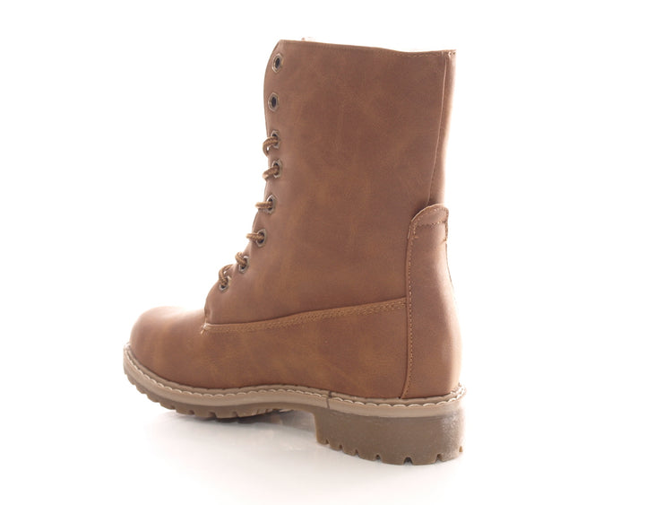 Bottines à lacets pour femmes, bottines d'extérieur, bottes d'hiver, doublure chaude, marron # 618
