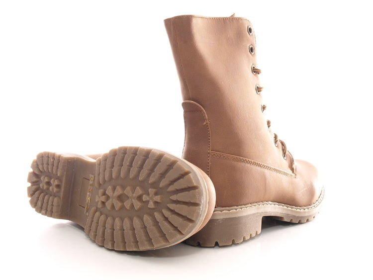 Bottines à lacets pour femmes, bottines d'extérieur, bottes d'hiver, doublure chaude, marron # 618