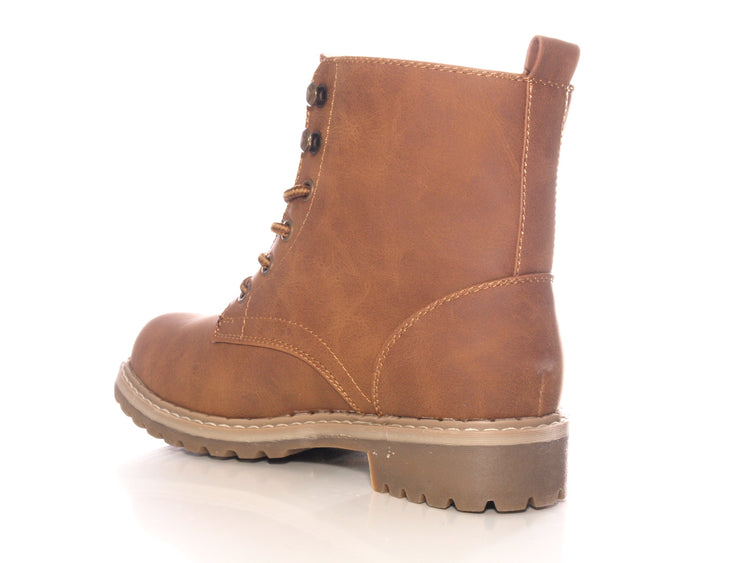 Bottines à lacets pour femmes, bottes d'extérieur, bottes d'hiver doublées chaudes, marron # 607