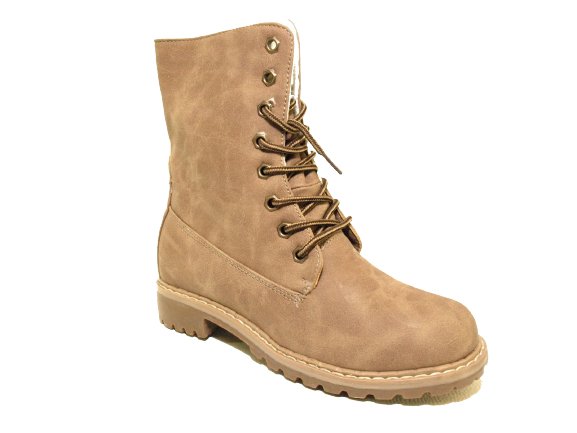 Bottines à lacets pour femmes bottes d'extérieur bottes d'hiver doublure chaude kaki # 618