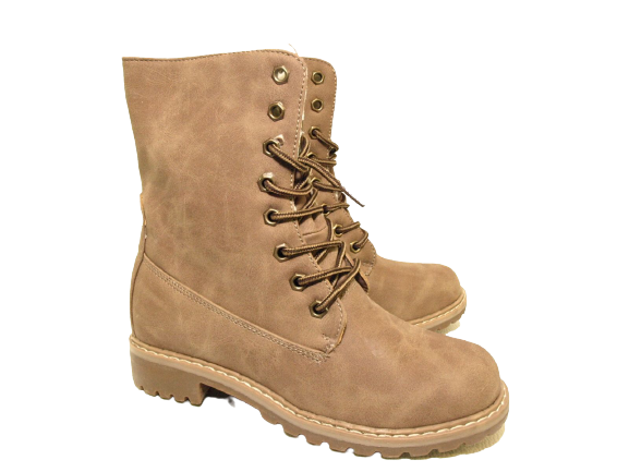 Bottines à lacets pour femmes bottes d'extérieur bottes d'hiver doublure chaude kaki # 618