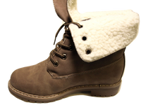 Damen Stiefeletten Schnürr Boots Outdoor Winterboots warm gefüttert Khaki # 618