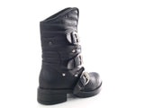 Damen Stiefel Winterstiefel Boots Biker Boots warm gefüttert Black # 66-90