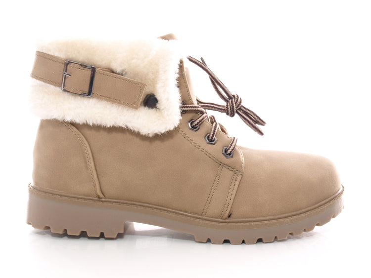 Bottes à lacets pour femme, chaussures d'extérieur, bottes d'hiver, doublure chaude, kaki # 39